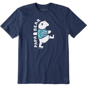 Life is Good Men's Papa Bear Tie Dye Crusher Shirt-Crewneck Father's Day Cotton Graphic Tee, Short Sleeve Casual Top