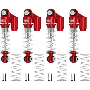 SCX24 Shocks Aluminum Shock Absorber Absorber Oil Damper Set for 1/24 Axial RC SCX24 Deadbolt C10 Betty Gladiator Bronco (Red)
