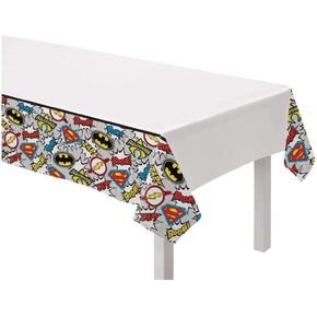 Justice League Heroes Multicolor Plastic Table Cover - 54" x 96" (1 Pc) - Disposable Tablecloth - Perfect for Kids Parties & Birthdays