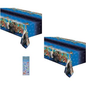 How to Train Your Dragon Birthday Party Supplies Bundle Pack Includes 2 Plastic Table Covers and 1 Esave Dinosaur Sticker Sheet