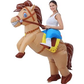 Inflatable Horse Costume Adult Funny Cowboy Costume Riding Horse Costume Halloween Costumes Men Women Blow up Costumes for Adults