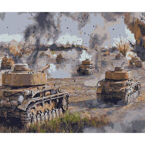 DIY Paint by Numbers for Adults Beginner - Tank War 16x20 inches Number Painting Anti Stress Toys (No Frame)