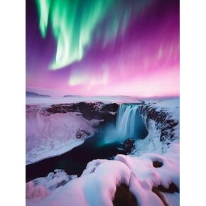 Paint by Numbers for Adults Landscape, DIY Oil Painting Aurora Waterfall Acrylic Paint by Number Kits for Kids Adults Beginner for Home Wall Decor 16x20 inch