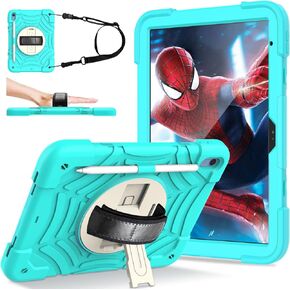 LTROP iPad 10th Generation Case(10.9-inch, 2022), iPad 10th Gen Case with Screen Protector, Hand/Shoulder Strap, Swivel Kickstand, Sturdy Cover Case for iPad 10.9 10 Generation for Kids Boys, Red