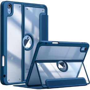 Fintie Clear Case for iPad 10th Generation 10.9 Inch Tablet (2022 Release) - Multiple Angles Viewing Shockproof Soft TPU Cover with Transparent Back Shell & Pencil Holder, Black