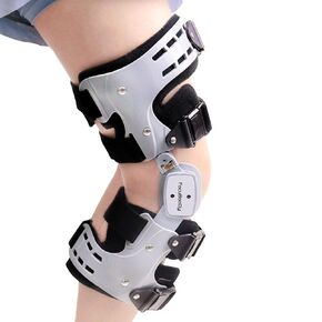 OA Unloader Hinged Knee Brace| Support for Osteoarthritis, Rheumatoid Arthritis, Joint Pain | One Size Knee Brace with Pads (Grey, Left)