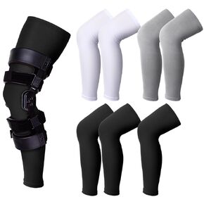 Sosation 8 Pcs Knee Brace Undersleeve Knee Sleeve for Under Brace Closed Patella Knee Compression Sleeve Breathable Leg Sleeves for Men Women Thigh Shin Knee Support for Sports Protector (Medium)