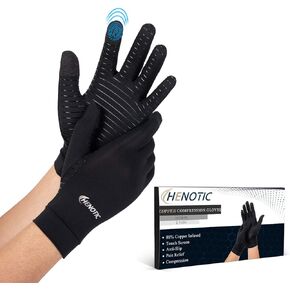 Copper Arthritis Gloves for Women Men, Touch Screen Anti-Slip Arthritis Compression Gloves for Relieving Carpal Tunnel Aches, Rheumatoid Pains, Joint Swell
