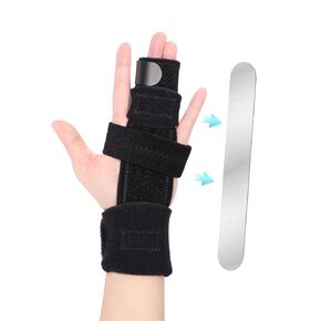 Trigger Finger Splint, Adjustable Two Finger Splint Full Hand and Wrist Brace Support, Metal Straightening Immobilizer Treatment for Sprains, Mallet Injury, Arthritis(S/M)