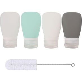 4 عبوات 2 أونصة. اضغطي على زجاجات تتبيلة السلطة باستخدام فرشاة التنظيف | حاوية تتبيلة سلطة صغيرة جاهزة للاستخدام | زجاجات بهار زجاجة صلصة محمولة | سيليكون صالح للطعام، خالٍ من مادة BPA in Kuwait