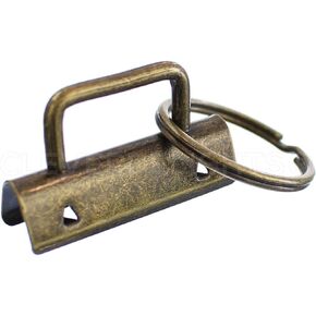 CleverDelights 1.5" Key Fob Hardware Set with Key Rings - 25 Sets - Antique Bronze Color - 1 1/2 Inch Lanyards Key Chains