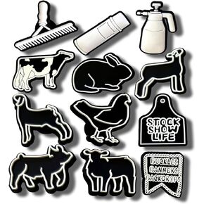 12Pcs Livestock Farm Shoe Charms, Shoe Decoration Party Gifts For Boys Girls Kids Women, Men