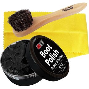 Jobsite Black Shoe Polish Cream w/Dauber Applicator Brush & Shine Cloth