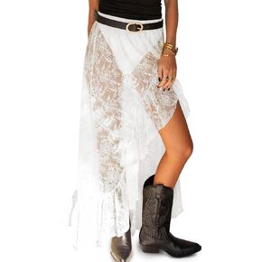 Cicy Bell Womens Lace Maxi Skirt Summer High Low Asymmetrical Sheer Y2K Sexy Beach Cover-up Long Skirts in Saudi Arabia