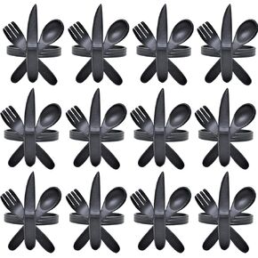 Sleek Black Napkin Rings - Set of 12 for Elegant Dining and Party Table Decor | Affordable Luxury Durable and Versatile Rustic Black Napkin Rings/Napkin Holder Dining Essentials. in Saudi Arabia