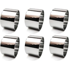 Silver Plated Solid Brass Napkin Rings Set of 6 Bright Silver Dining Table Decor Centerpiece Serviette Rings for Easter,Christmas,Wedding,Party and Family Gathering