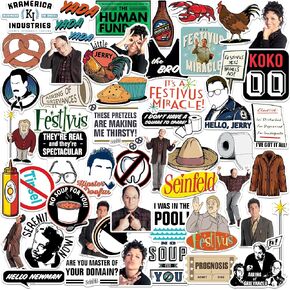 Seinfeld 2nd Variety 50ct Vinyl Large Deluxe Stickers Variety Pack - Laptop, Water Bottle, Scrapbooking, Tablet, Skateboard, Indoor/Outdoor