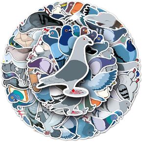 Pigeon Stickers, 50PCs Pack, Cute Animal Aesthetic Stickers, Vinyl Waterproof Decals, Stickers for Laptop, Hydro Flask, Water Bottle, Bumper Car Planner Stickers, Stickers for Kids, Toddlers, Teens, Girls, Adults (Pigeon)