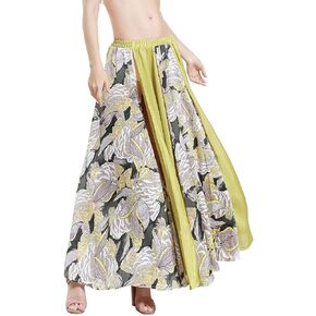 ROYAL SMEELA Belly Dance Skirt Slit Long Belly Dancing Skirt Bellydance Skirt Belly Dancer Costumes for Women Carnival Outfit Green