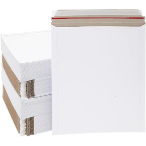 100 Pack Thick Stay Flat Rigid Mailers 12.75x15 with Self Adhesive Seal, 550 GSM Bulk White Cardboard Envelopes for Shipping, Mailing