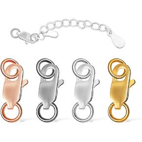 أساور مخلب المشبك مع حلقات القفز المغلقة 4 قطعة المشابك قلادة والإغلاق أساور المشابك لصنع المجوهرات أساور فضية in Kuwait