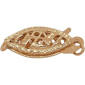 16MM 14K Solid Yellow Gold Marquise Filigree Safety Clasp for Pearl or Bead Strands Made in USA by CRAFT WIRE
