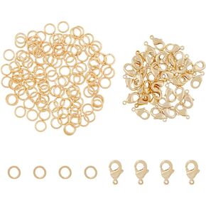 30pcs 18K Gold Plated Lobster Clasps with Closed Jump Ring Brass Lobster Clasp Necklace Clasp for Jewelry Making Supplies Necklace Bracelet Buckle and Button Hook