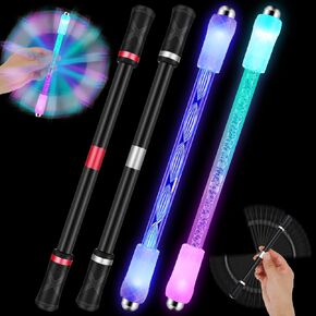 Gersoniel 4 Pcs Spinning Rotating Ballpoint Spinning Pen LED Light Fidget Rolling Finger Pen Twirling Pencils for Entertainment