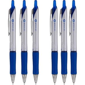 PILOT Acroball Pro Advanced Ink Refillable & Retractable Ball Point Pens, Medium Point, Blue Ink, 6 Pack