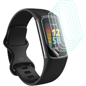 navor (عبوة من 6 قطع متوافقة مع واقي شاشة Fitbit Charge 5، طبقة شاشة HD شفافة مقاومة للماء وتغطية كاملة ومضادة لبصمات الأصابع من مادة TPU