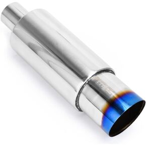 Stainless Steel 2" Inlet 3.5" Outlet Burnt Tip Exhaust Muffler Universal 14.1" Length