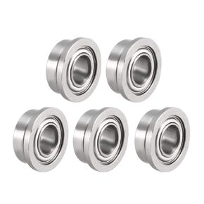uxcell FR144ZZ Flanged Ball 1/8" x 1/4" x 7/64" Double Metal Shielded (GCr15) Chrome Steel Flange Rip Bearings 5pcs