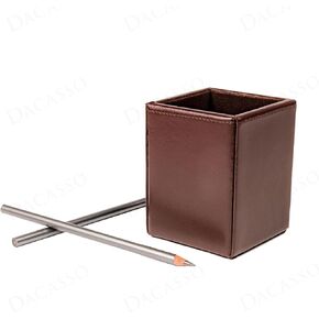 Dacasso Dark Brown Bonded Leather Pencil Cup Holder - Luxury Executive Decor and Office Accessory Desk Surface Protector