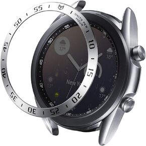 Abanen Watch Bezel for Samsung Galaxy Watch 3 45mm, Aluminum Adhesive Lightweight Watch Bezel Cover Anti-Scratch Protection Sticker Ring for Galaxy Watch3 45mm (Silver)