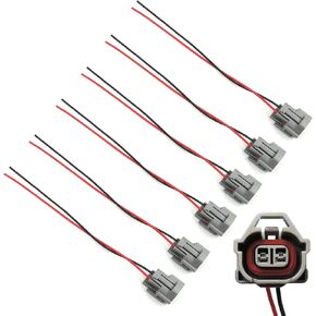 HiSport Fuel Injector Connector Harness Plug EV1 EV6 EV14 Compatible with Toyota DENSO (Pack of 6)