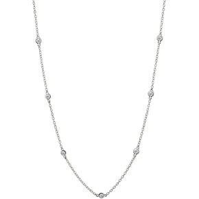 B. BRILLIANT Sterling Silver Cubic Zirconia Station Dainty CZ Chain Necklace for Women Men, 16-24 Inches