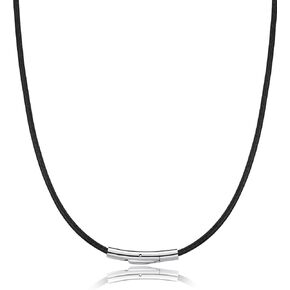 FindChic Waterproof Black Leather Cord Necklaces for Women Men 2mm/3mm Width 16inch to 30 inch Brown Waxed Rope Chain to Match Pendant, with Gift Box