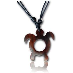 Adjustable Organic Wood Sea Turtle Necklace for Women - Turtle Jewelry for Women