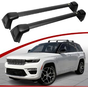 قضبان متقاطعة لرف السقف السميك تناسب 2021 2022 2023 Jeep Grand Cherokee L & 2022 2023 Grand Cherokee، أقصى تحميل 210 رطل من الألومنيوم على السطح لحقيبة البضائع وحامل الأمتعة in Kuwait