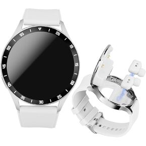 2 in 1 Smart Watch with Earbuds, 1.39 Inch Round Fitness Watch, Bluetooth Watch with Step, Calories, Tracker with Blood Oxygen Heart Rate Sleep Monitor for iOS & Android (Black)