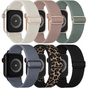 6 Pack Stretchy Solo Loop Compatible with Apple Watch Bands Women Men in Saudi Arabia