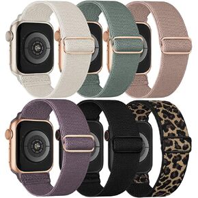 Stretchy Nylon Solo Loop 6-Pack Compatible with Apple Watch Bands 38mm 40mm 41mm 42mm 44mm 45mm 49mm, Nylon Sport Elastic Wristbands Strap Women Men for iWatch Series 9 8 7 6 5 4 3 2 SE Ultra 2 Ultra in Saudi Arabia