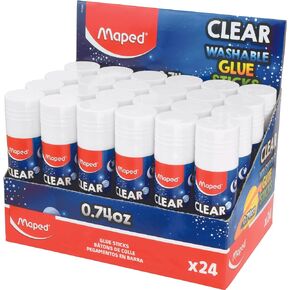Maped - Purple Dries Clear Washable Glue Stick 0.28oz - School, Arts, Crafts - Pack of 24 Glue Sticks