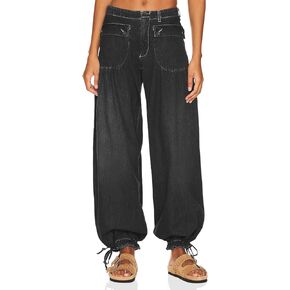 PLNOTME Womens Baggy Wide Leg Jeans Casual Mid Rise Balloon Jogger Denim Pants Black