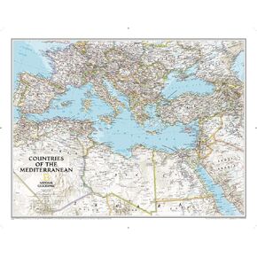 National Geographic: Countries of the Mediterranean Classic Wall Map - 30.25 x 23.5 inches - Art Quality Print in Kuwait