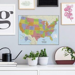 RoomMates RMK4493GM Dry Erase Us Map Giant Peel and Stick Wall Decal
