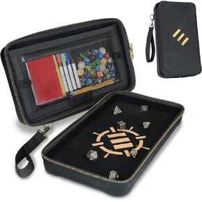 حافظة النرد ENHANCE Tabletop Community DnD وصينية النرد - حامل النرد وتخزين ما يصل إلى 500 نرد آر بي جي مع تصميم واقي متين، جزء داخلي ناعم، وجيوب منظمة (سعة 500 نرد)