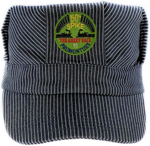 قبعة مهندس قطار السكك الحديدية المطرزة للبالغين السباق الكبير إلى برومونتوري بوينت يوتا 150 سبايك كحلي/أبيض in Kuwait