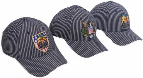 قبعة مهندس قطار السكك الحديدية المطرزة للبالغين السباق الكبير إلى برومونتوري بوينت يوتا 150 سبايك كحلي/أبيض in Kuwait