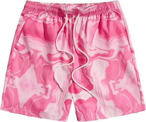 OYOANGLE Men's Graphic Print Drawstring Elastic Waist Shorts Casual Tie Dye Running Athletic Sport Shorts in Saudi Arabia